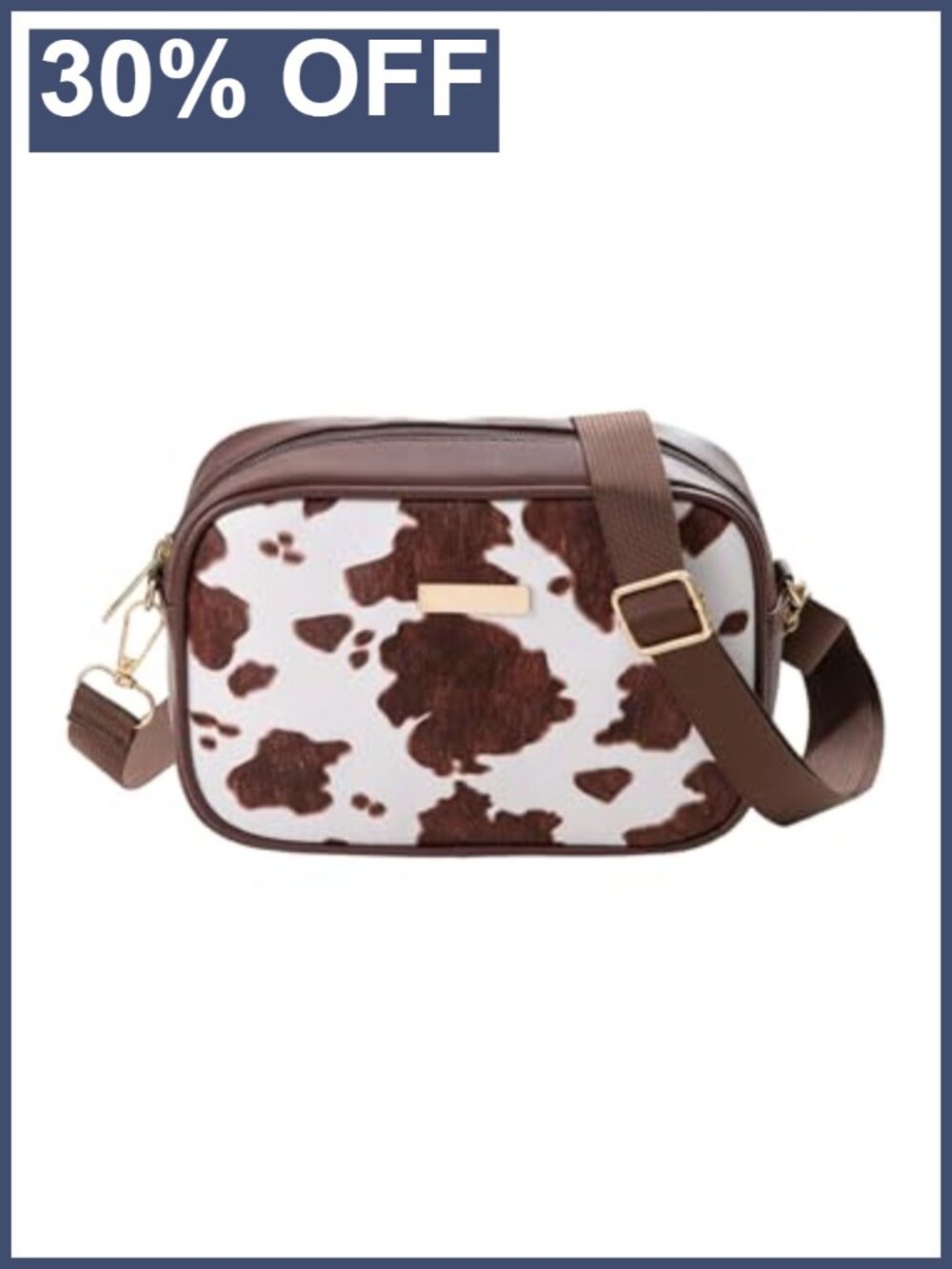Women's Cow Print Crossbody Bag Square Color Block Shoulder Bag Everyday